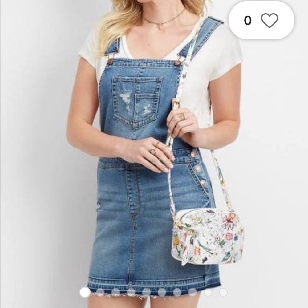 Maurices Blue Denim Jeans Distressed Women’s Skirtalls Skirt Overalls Size L